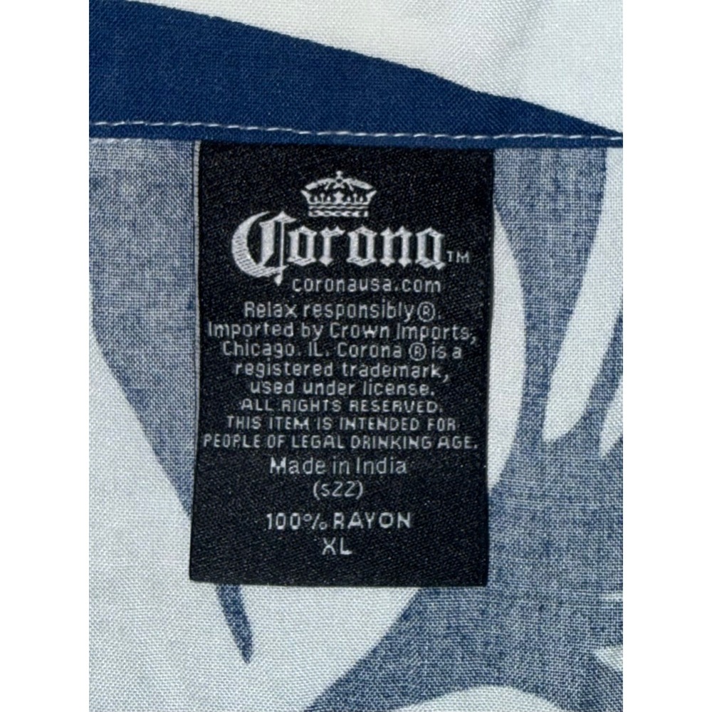 Corona Extra Men Button Up Shirt Size XL Lightweight Tropical Beach Summer Party - Picture 4 of 6